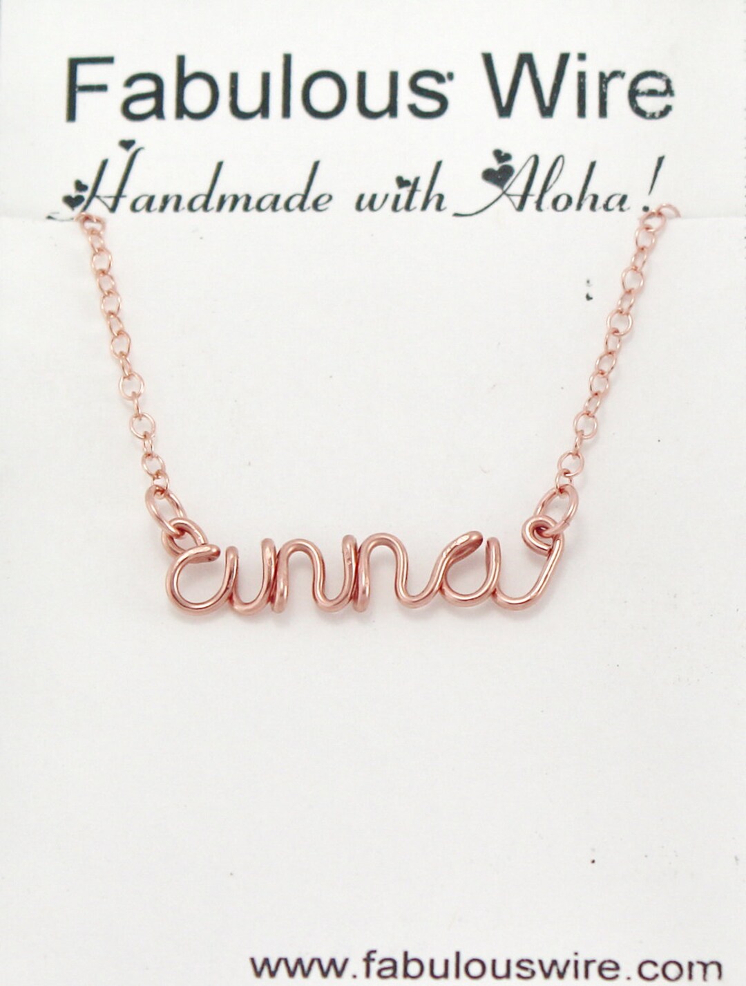 Wire Name Necklace, Custom Made Wire Lowercase Script Letter Necklace