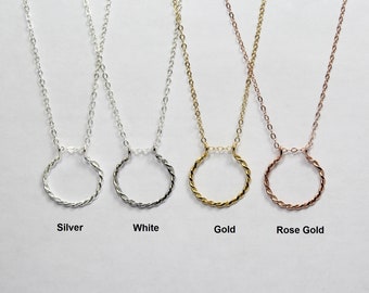 Twisted Wire Circle Halskette, immerwährende Liebe Schmuck, Frau, Freundin Geschenk, zierliche Eternity Halskette, Karma Halskette