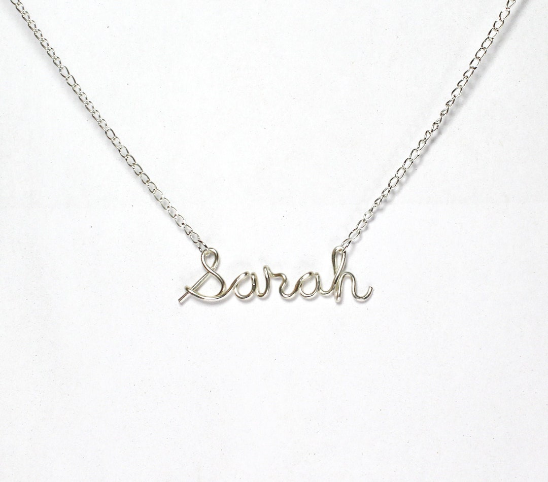 Wire Name Necklace, Personalized Sterling Silver Name Jewelry, Custom