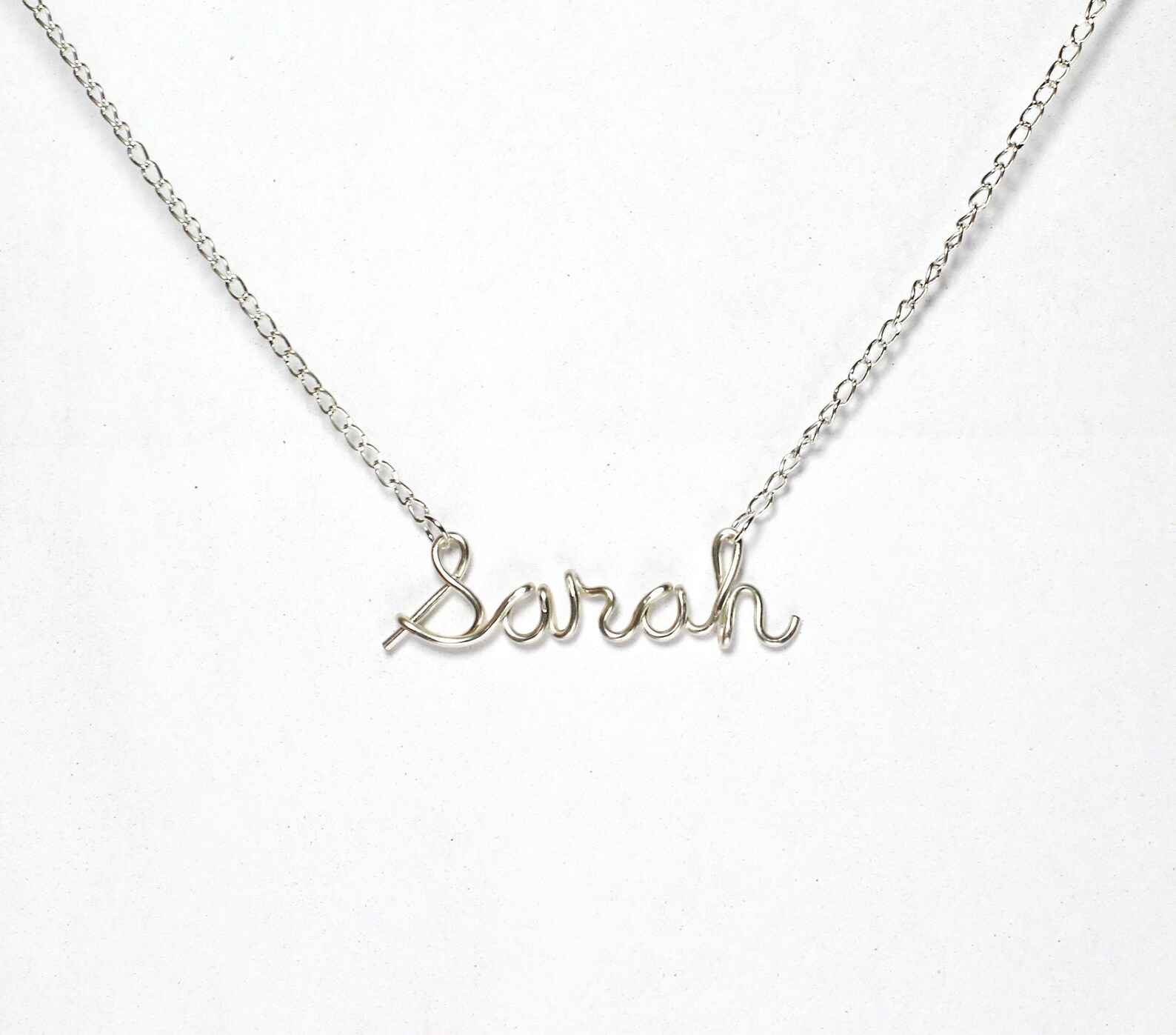 Wire Name Necklace Personalized Sterling Silver Name Jewelry Etsy