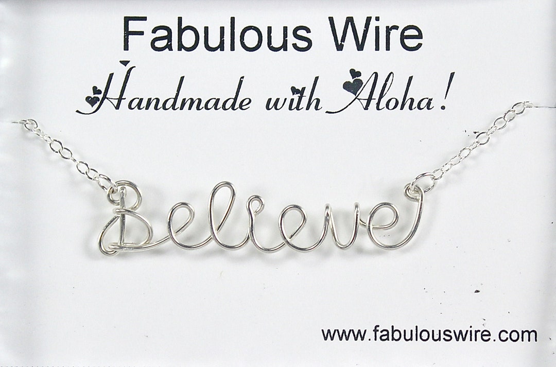 Believe Necklace, Wire Word Necklace, Personalized Favorite Word or
