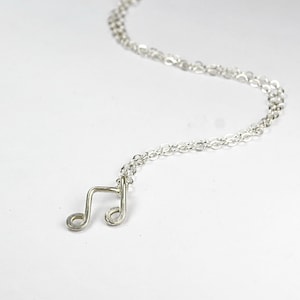 Musical Symbol Necklace, Sterling Silver Beam Note Necklace, Minimalist Beamed Music Notation Jewelry, Choir Necklace