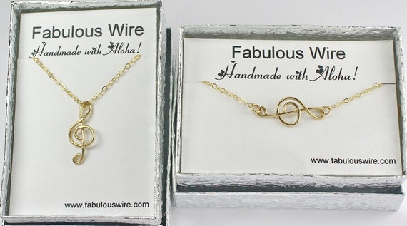 ト音記号ネックレス、ワイヤー音楽記号ハンドメイドネックレス、G音