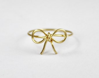 Bow Tie Ring, Gold Filled Wire Wrap Forget Me Knot Ring, Love knot Promise Ring, Friendship Ring