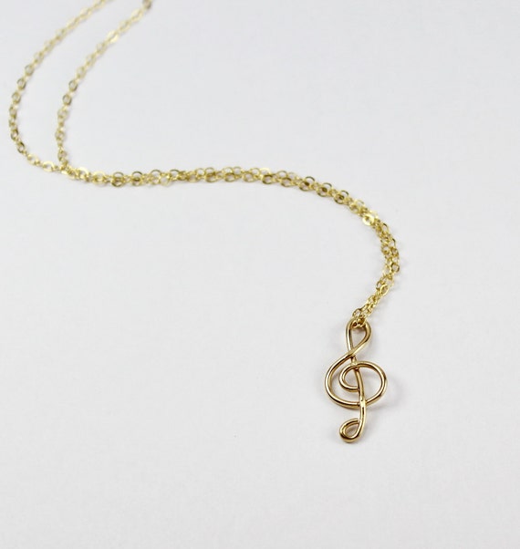 ト音記号ネックレス、ワイヤー音楽記号ハンドメイドネックレス、G音
