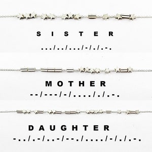 Custom Morse Code Necklace, Sterling Silver Star Morse Code Jewelry, Mother Daughter Sisters Morse Code Necklace, Personalized Gift Necklace