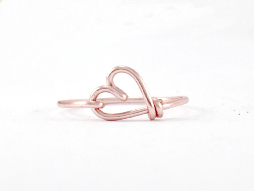 Rose Gold Heart Ring Sweetheart Ring Hear Made Wire Heart - Etsy