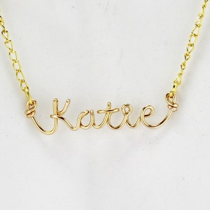 Gold Wire Personalized Name Necklace, Custom Made Name or word necklace, Wire Name Pendant Necklace