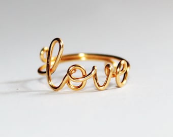 LOVE Ring, 14K goud gevulde draad