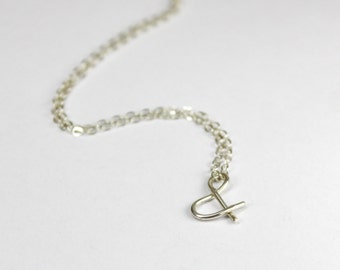 Ampersand Necklace, Sterling Silver Wire And Symbol Jewelry, & wire Pendant Necklace