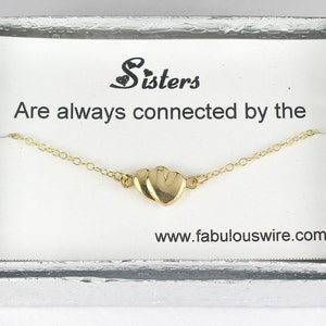 Zuster ketting, twee verbonden hart ketting, twee zussen of twee beste vrienden ketting, zuster tot zus ketting, cadeau voor zusters J080