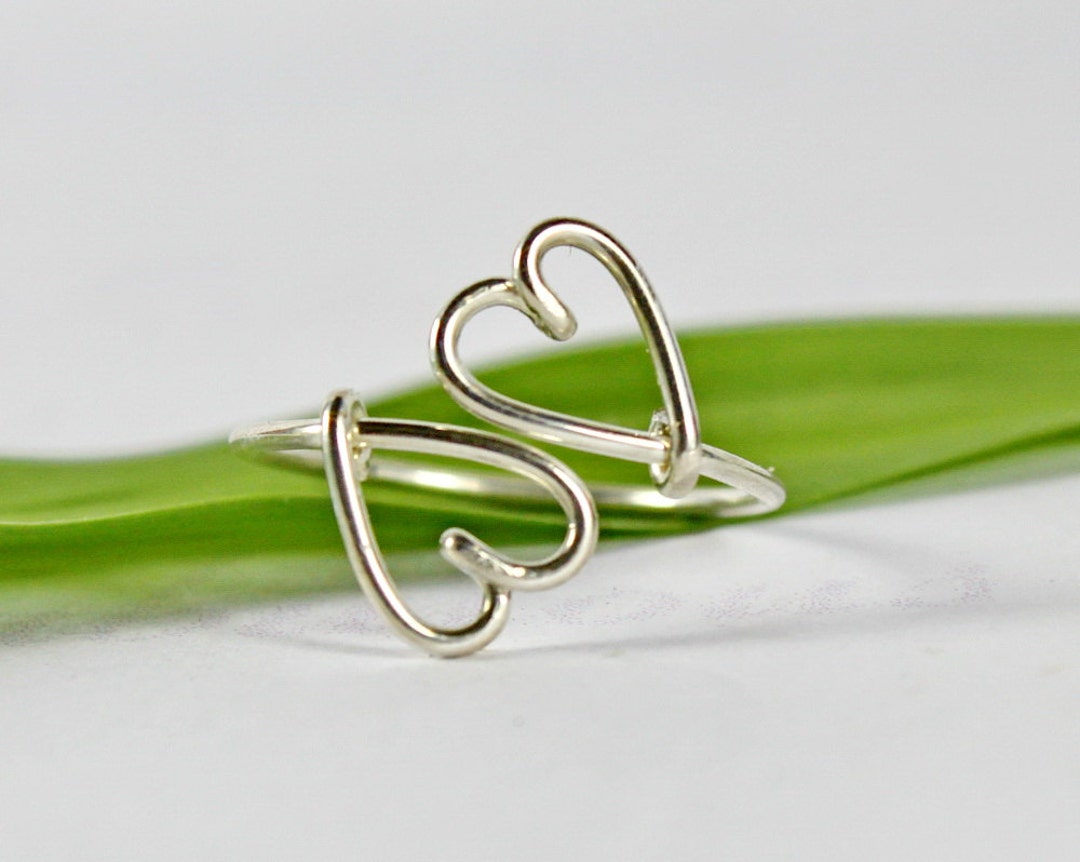 Heart to Heart Ring - Double Heart Love Ring, Sterling Silver Heart ...
