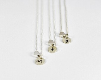 Heart Initial Necklace Set, Bridesmaids Gift, Sisters Matching Necklace, Personalized Jewelry