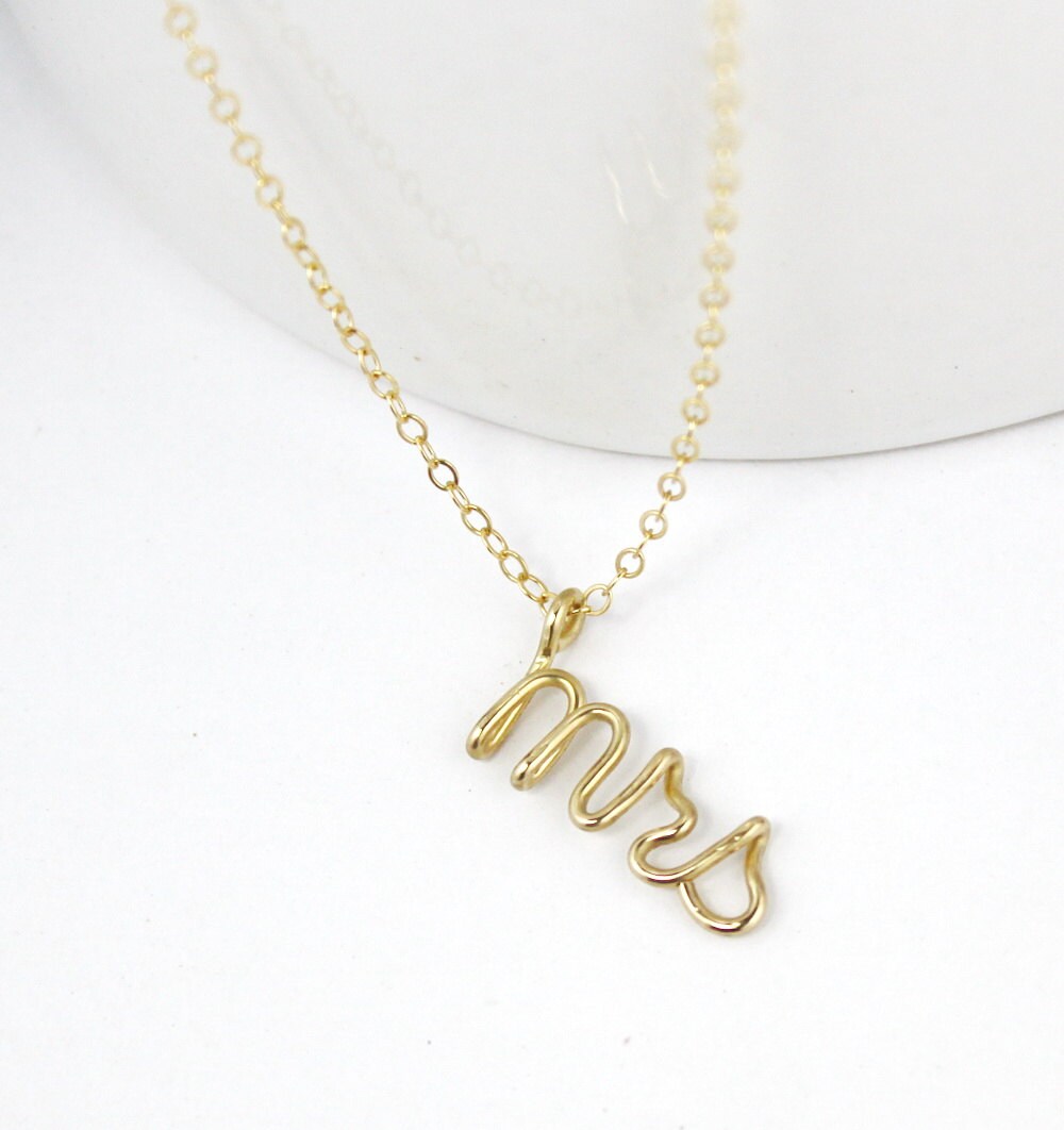 Wire Name Necklace Mrs Necklace 1st Anniversary Gift Wife Gifts