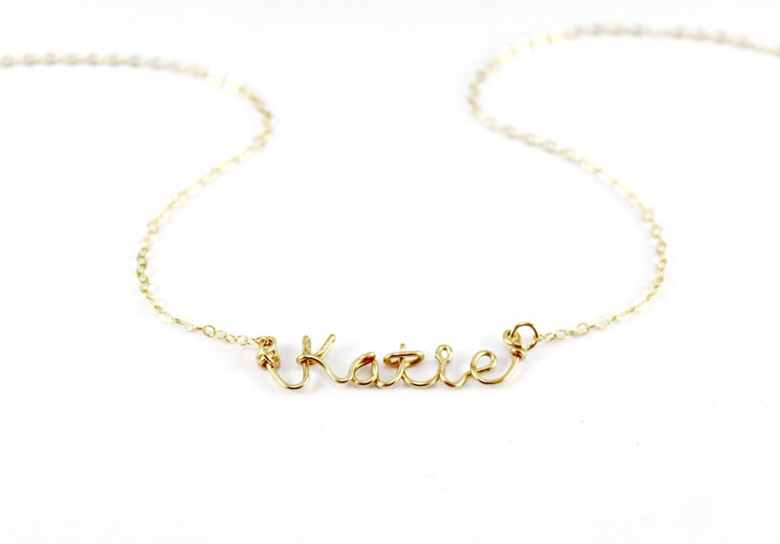 Gold Wire Name Necklace Personalized Name Jewelry Custom Etsy