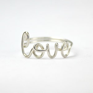 Love Ring, Sterling Silver Wire, Handcrafted Adjustable Ring, Classic Yet Modern, For You And Your Loved One