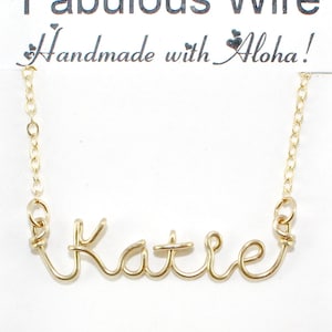 Gold Wire Name Necklace, Personalized Name Jewelry, Custom Made Wire Writing Necklace, Sister, Friend, Bridesmaid Gift