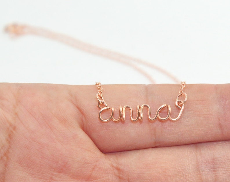 Custom Made Wire Lowercase Script Letter Necklace Personalized Wire Wrap Name Jewelry Wire Name Necklace