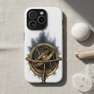 Antique Armillary Sphere iPhone Tough Case, Celestial Astrology Phone Case, Dual Layer Protective Cover, Matte or Gloss, iPhone 17 to 13