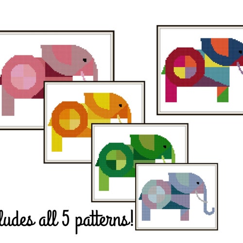 Abstract Elephant Cross Stitch Pattern Modern Cross Stitch Etsy