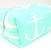 Mint Nautical Makeup Bag - Make up Bag - Water Resistant Cosmetic Bag