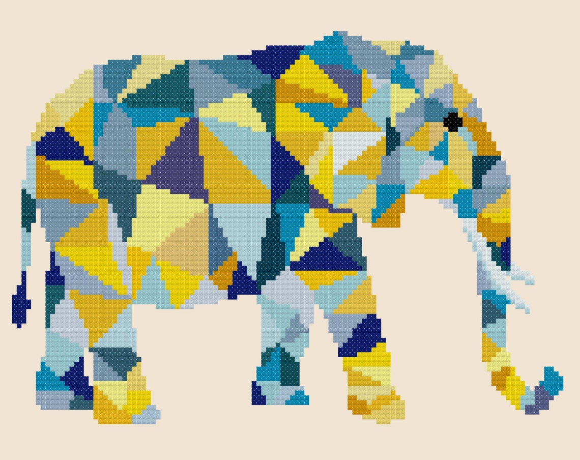 Abstract Elephant Cross Stitch Pattern Modern Cross Stitch Etsy France