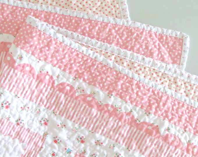 Girls Pink Quilt Baby Crib Quilt Pink Toddler Quilt Etsy