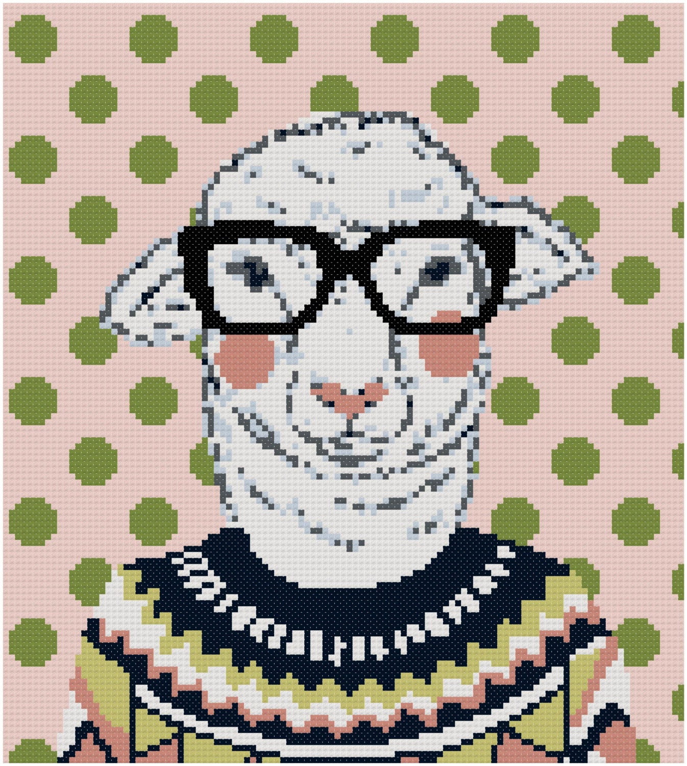 Hipster Lamb Cross Stitch Pattern Lamb Cross Stitch Pattern - Etsy España