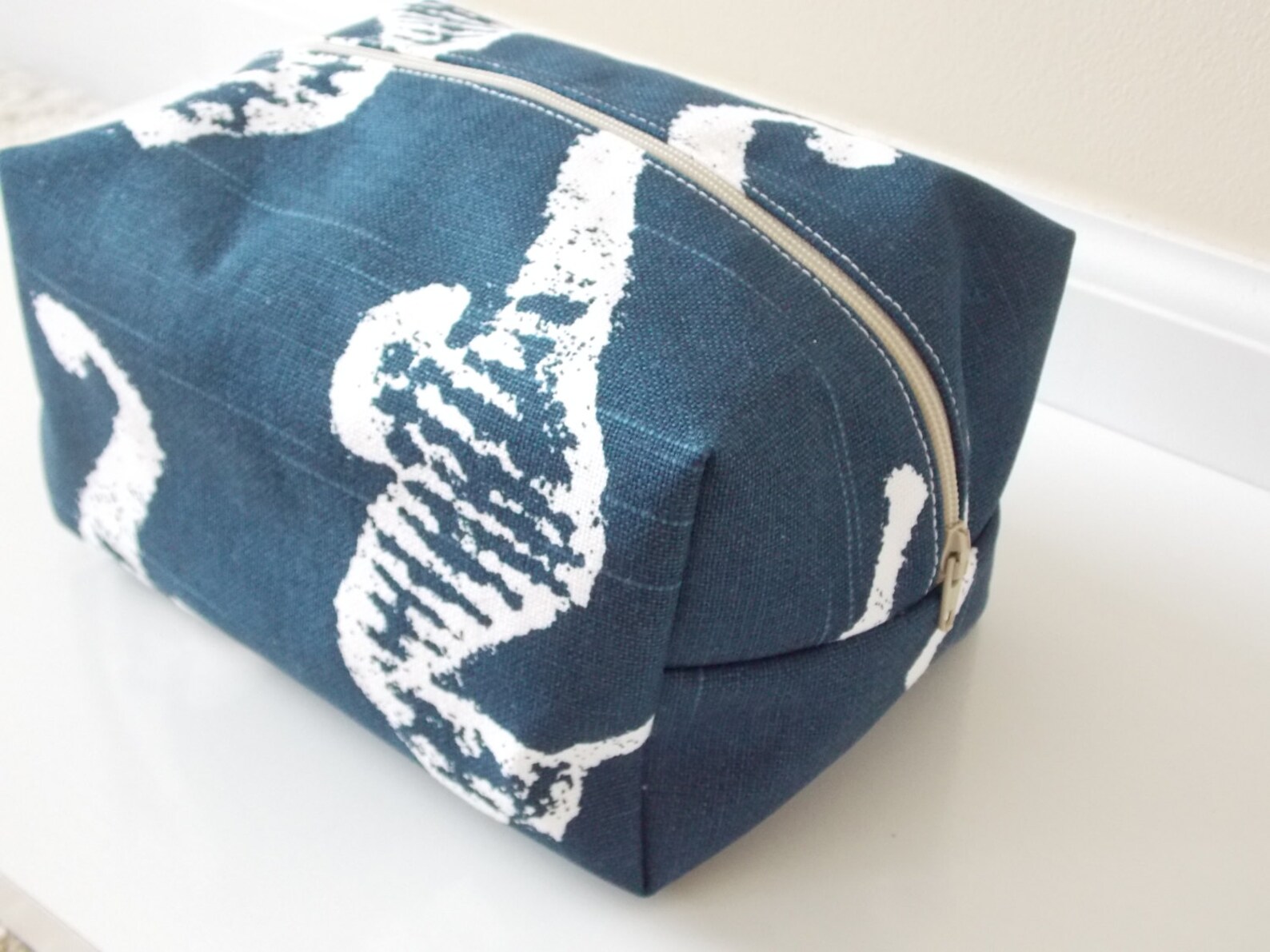 Nautical Makeup Bag Navy Makeup Bag Cosmetic Bag Large Etsy