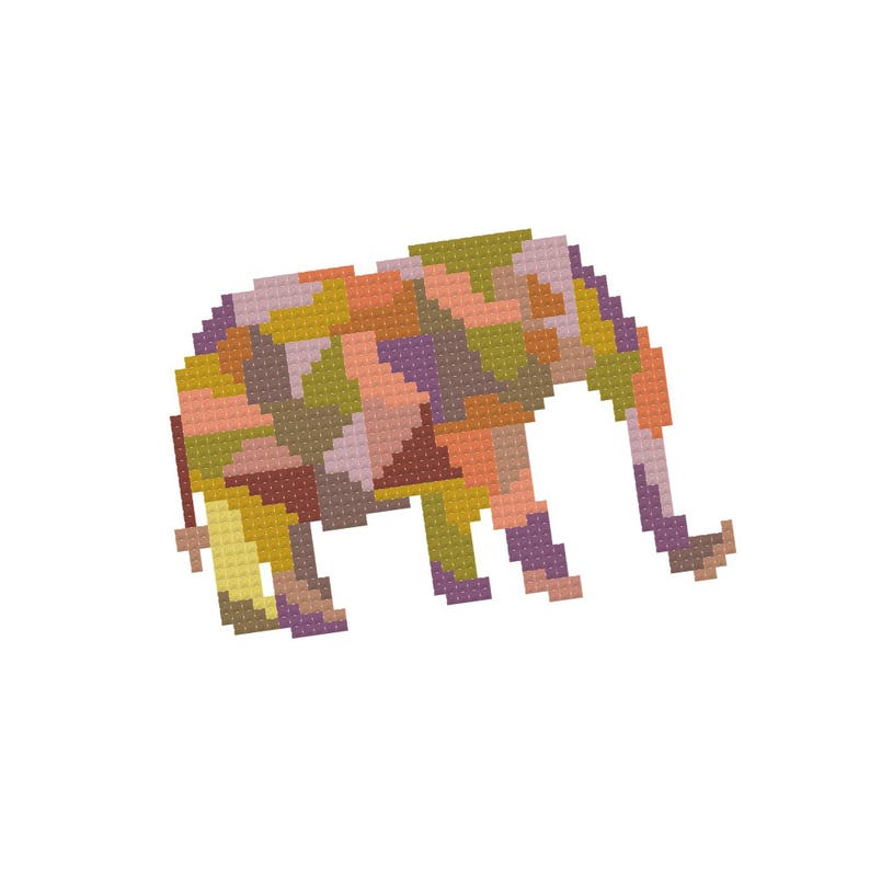 Small Geometric Elephant Cross Stitch Pattern Modern Cross Etsy