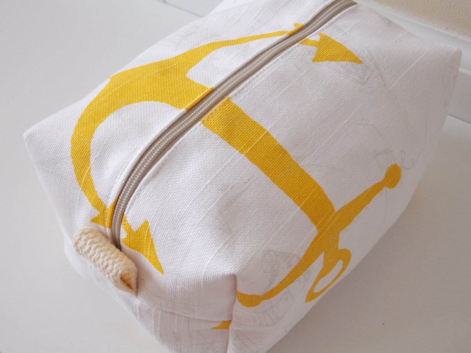 Nautical Makeup Bag Yellow Makeup Bag Cosmetic Bag Large Etsy