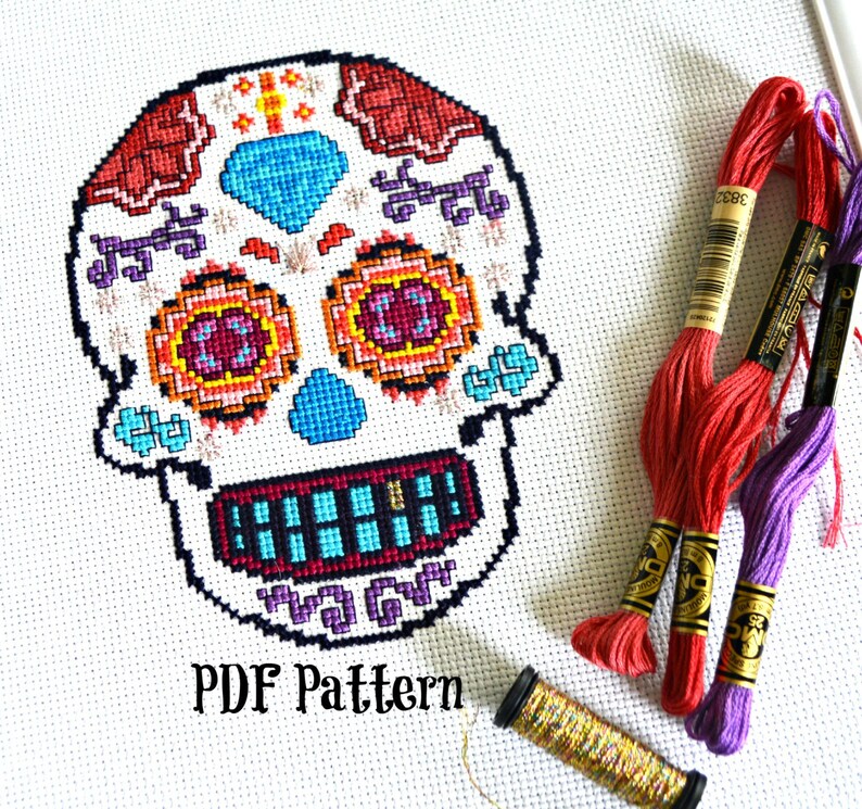 Sugar Skull Cross Stitch Pattern PDF Pattern Halloween | Etsy