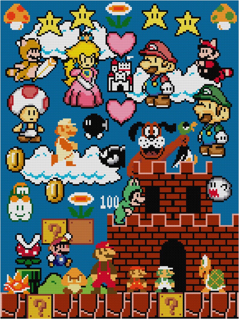 Epic Gamer Cross Stitch Pattern Mario Cross Stitch Pattern Etsy
