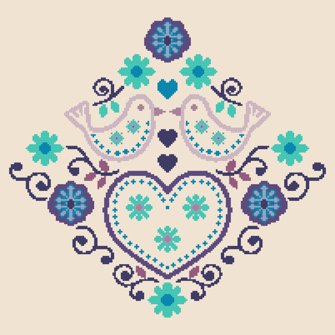 Folk Art Cross Stitch Pattern Scandinavian Cross Stitch Pdf - Etsy UK