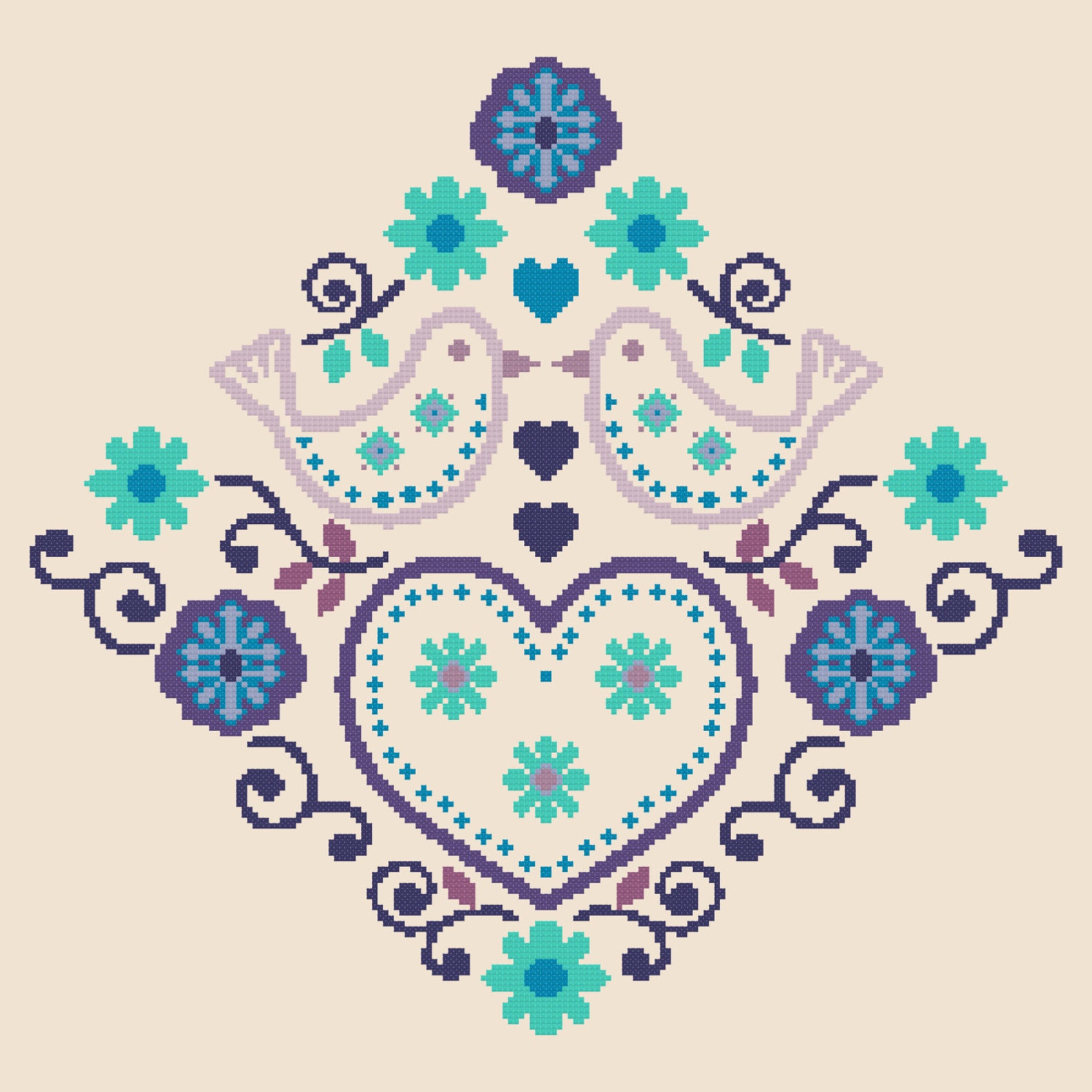 Folk Art Cross Stitch Pattern Scandinavian Cross Stitch Pdf Etsy UK