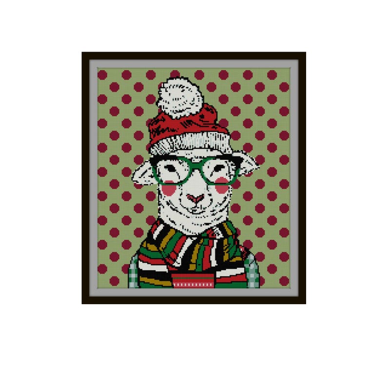 Holiday Hipster Lamb Cross Stitch Pattern Lamb Cross Stitch | Etsy
