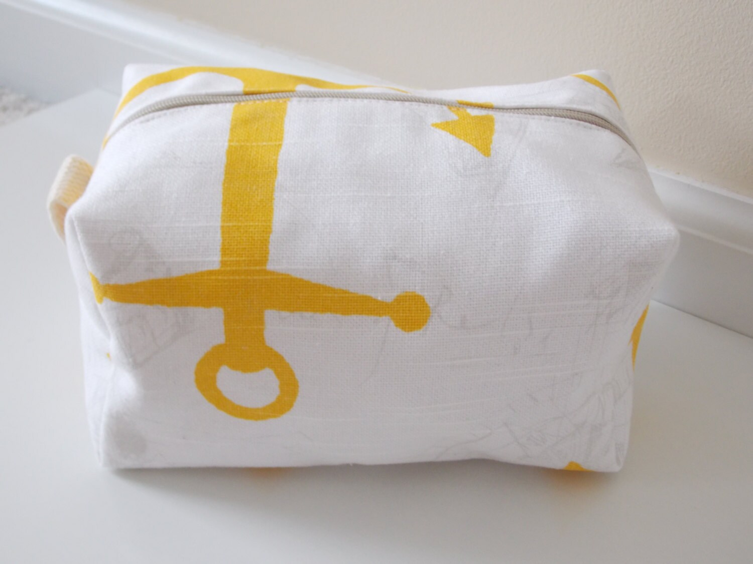 Nautical Makeup Bag Yellow Makeup Bag Cosmetic Bag Large Etsy