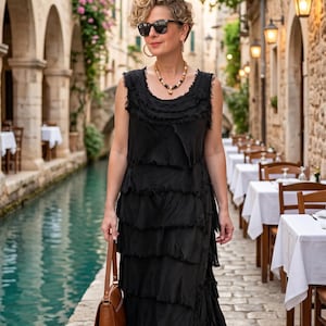 knee length dresses for ladies Italian Silk Long Layered Dress (7 Colors) – Jacqueline B Clothing