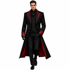 Red and Black Victorian Suit - Etsy Red and Black Victorian Suit - Etsy