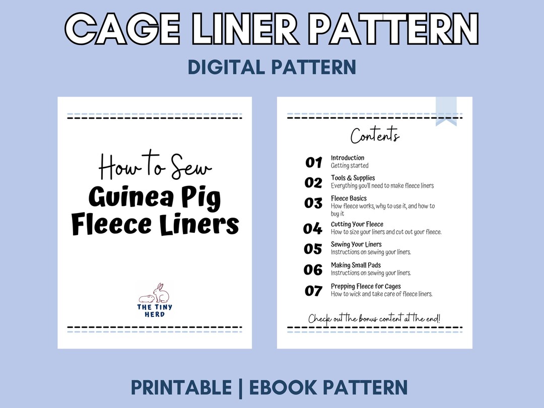 Guinea Pig Fleece Cage Liner Pattern | Printable Sewing Pattern PDF | C ...