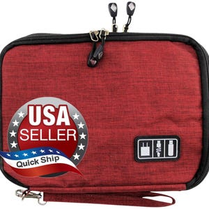 New Sikadi Computer Peripherals Case USBs Cables Chargers + •2 Zip Compartments