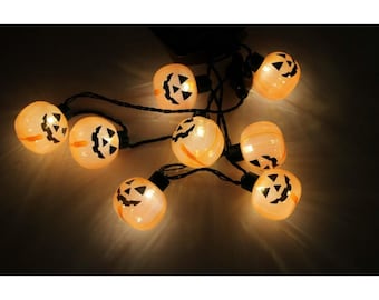 Glad Halloween LED-ljus upp Halloween pumpa Jack-O-Lantern halsbandslampor