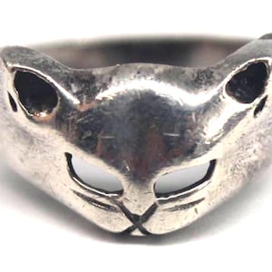 Vintage Roma Little Kitty Cat 925 Silver Ring • Size 7