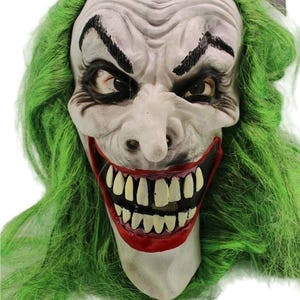 ハロウィン コスプレ ジョーカー ピエロ ロンググリーンヘア ラテックス フルマスク 新品タグ付き • 大人用