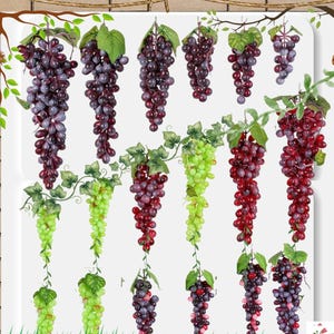 Realistische kunstdruiven, hangend fruitdecor, thuiskeuken benodigdheden bruiloft