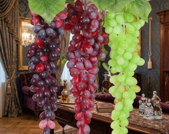Realistic Artificial Grapes, Hanging Fruit Decor, Home Kitchen Wedding Party Supplies