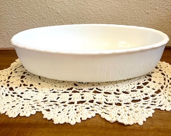 Vintage 1975 FTD Milk Glass Oval Bowl, Bark Textured Planter, Mid Century Succulent Dish