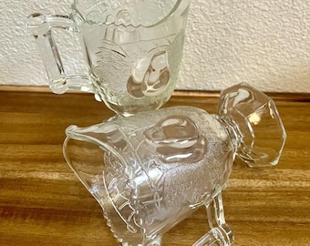 Vintage Jeannette Glass Baltimore Pear Creamer | 1950s Clear Pressed Glass Footed Pitcher | Mid-Century EAPG