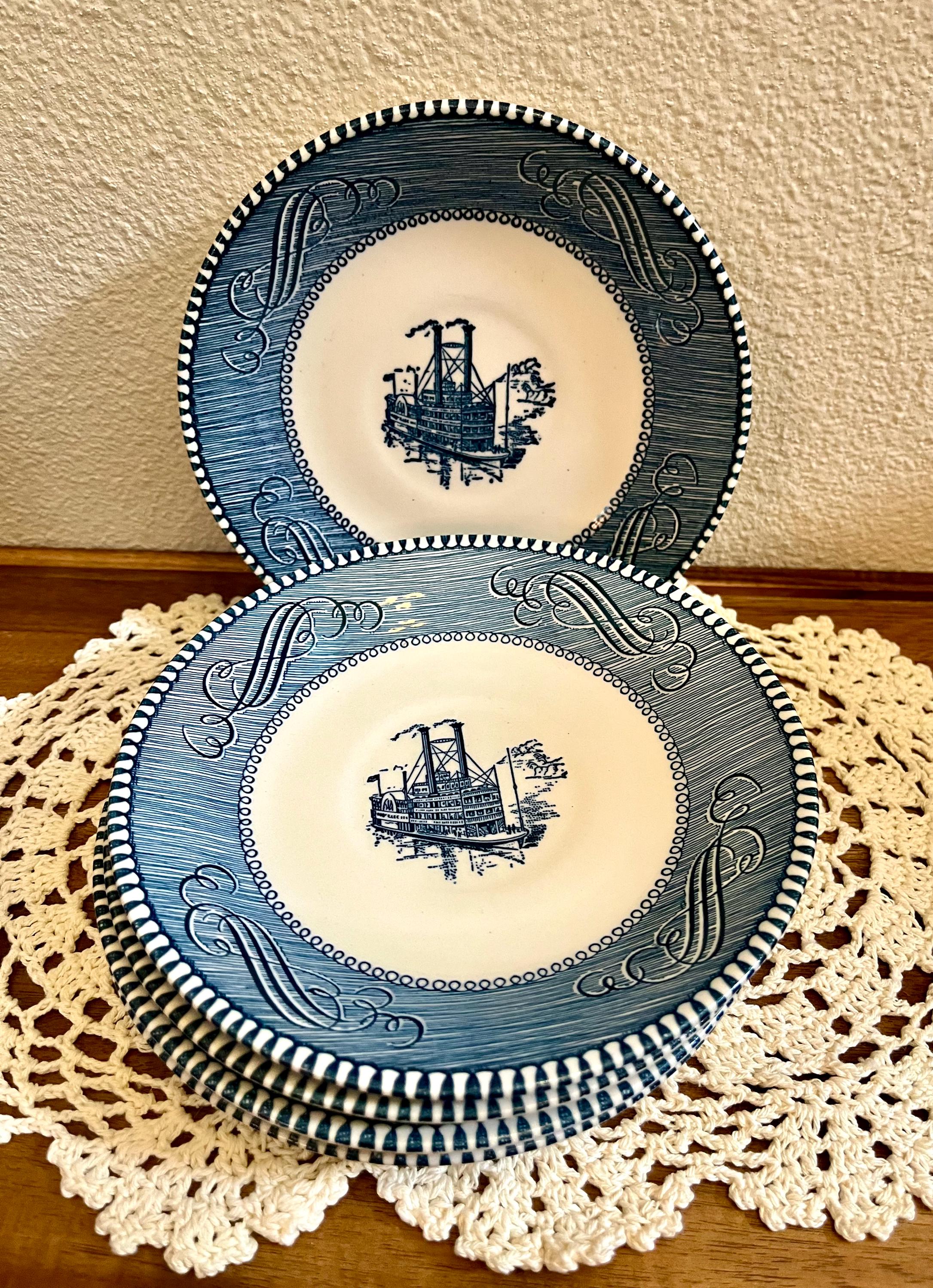 Blue Steamboat Plate - Etsy