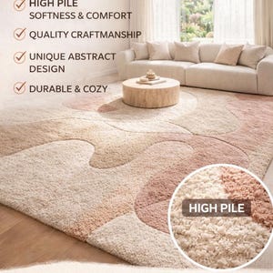 Moderner Bio-Teppich - Abstrakter gewellter Teppich Bild 7